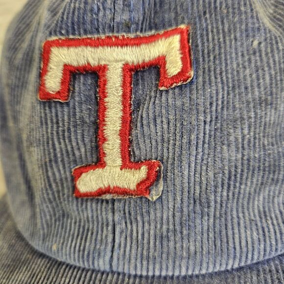 Vintage Texas Rangers Patch Corduroy Snapback Hat Faded Distressed Made In USA - Picture 2 of 14